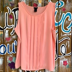 Ann Taylor Peach Sleeveless Top size XL